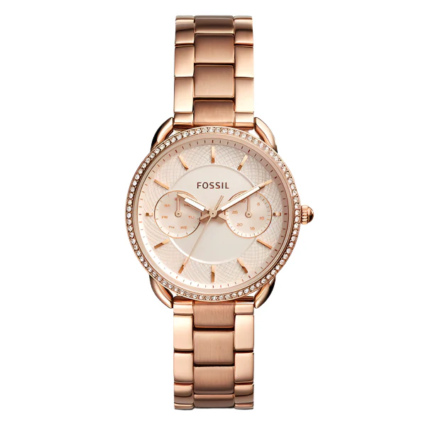 Fossil Tailor Multifunction Rose Gold Stainless Steel Rose Gold Dial Quartz Watch for Ladies - ES4264