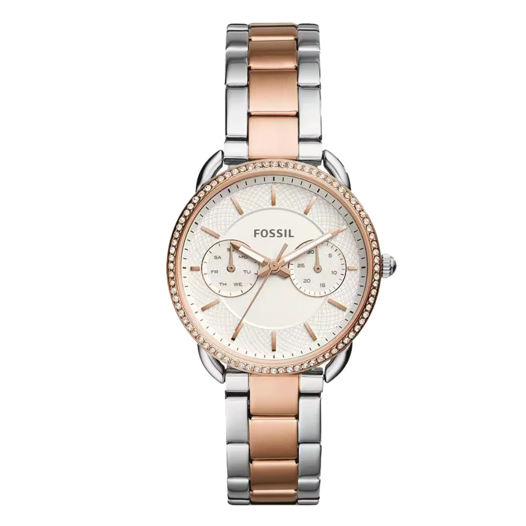 Fossil Tailor Multifunction Two-tone Stainless Steel White Dial Quartz Watch for Ladies - ES4396