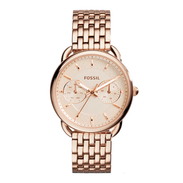 Fossil Tailor Rose Gold Stainless Steel Rose Gold Dial Quartz Watch for Ladies - ES3713