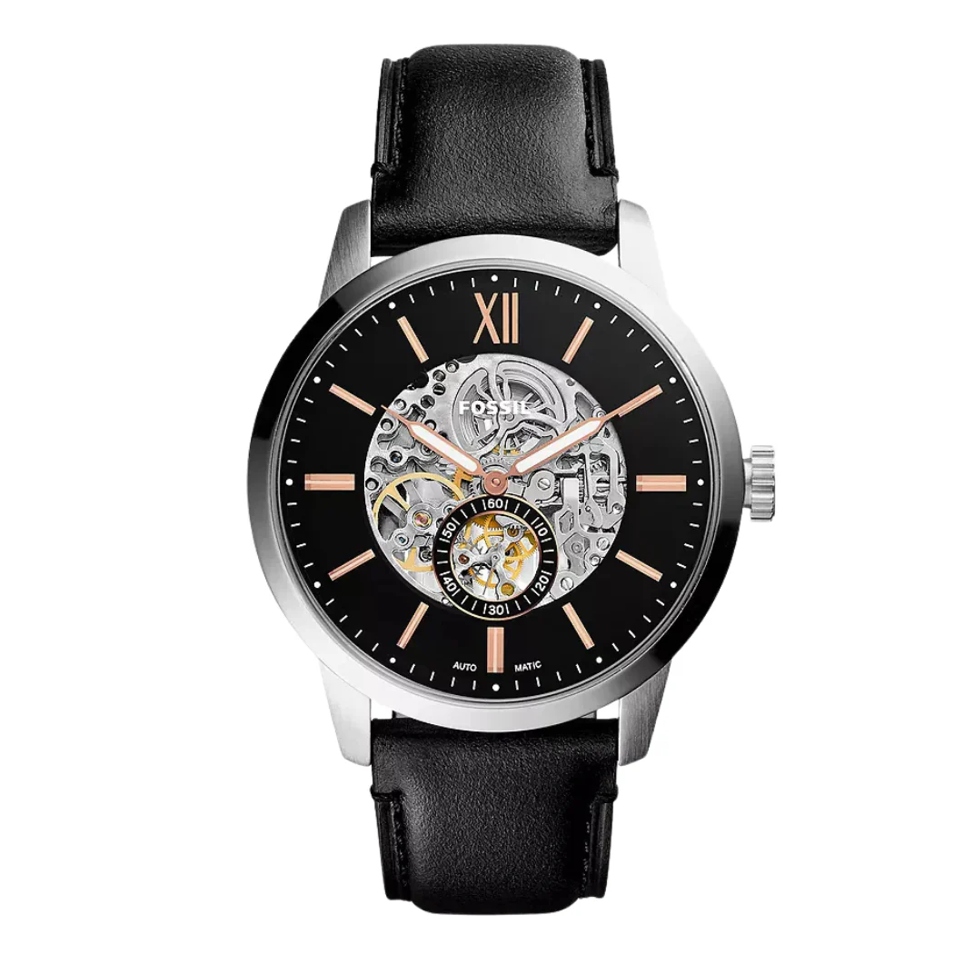 Fossil Townsman Black Leather Strap Black Dial Automatic Watch for Gents - ME3153