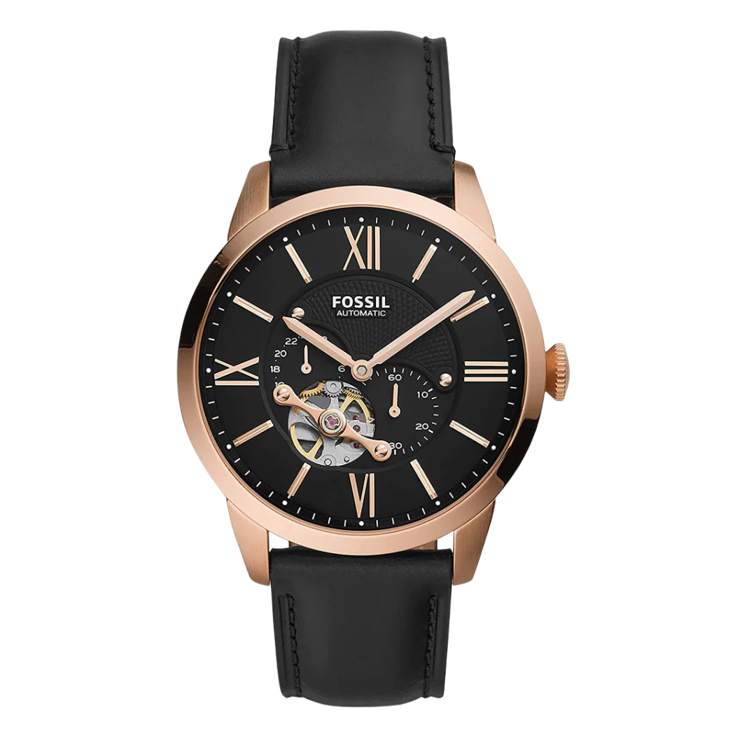 Fossil Townsman Black Leather Strap Black Dial Automatic Watch for Gents - ME3170
