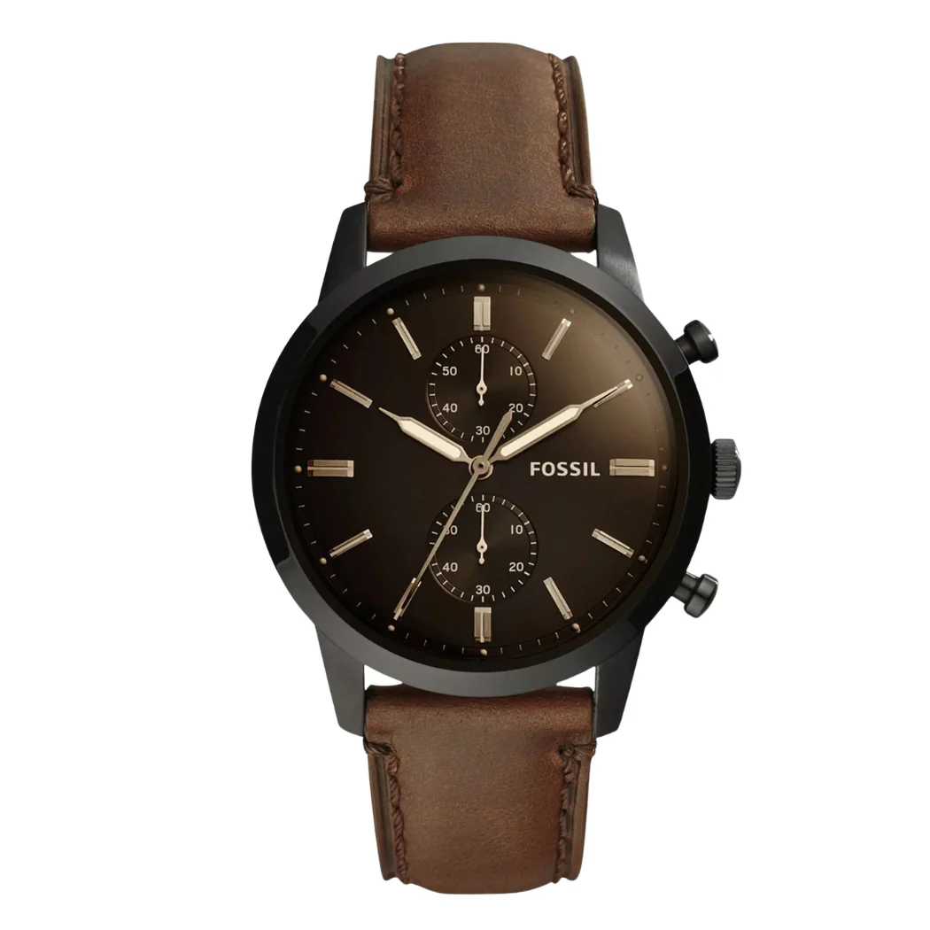 Fossil Townsman Brown Leather Strap Brown Dial Chronograph Quartz Watch for Gents - FS5437