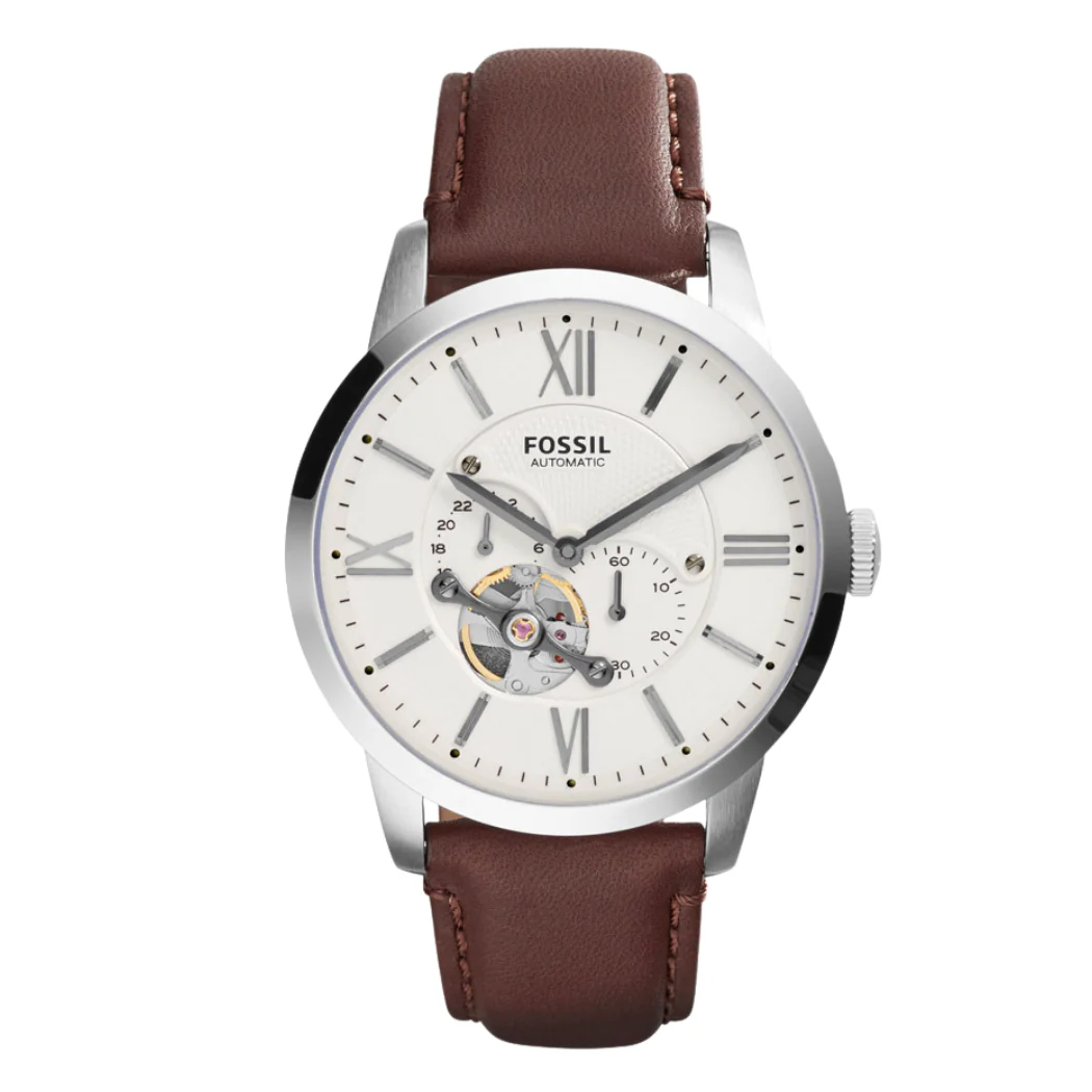 Fossil Townsman Brown Leather Strap Cream Dial Automatic Watch for Gents - ME3064