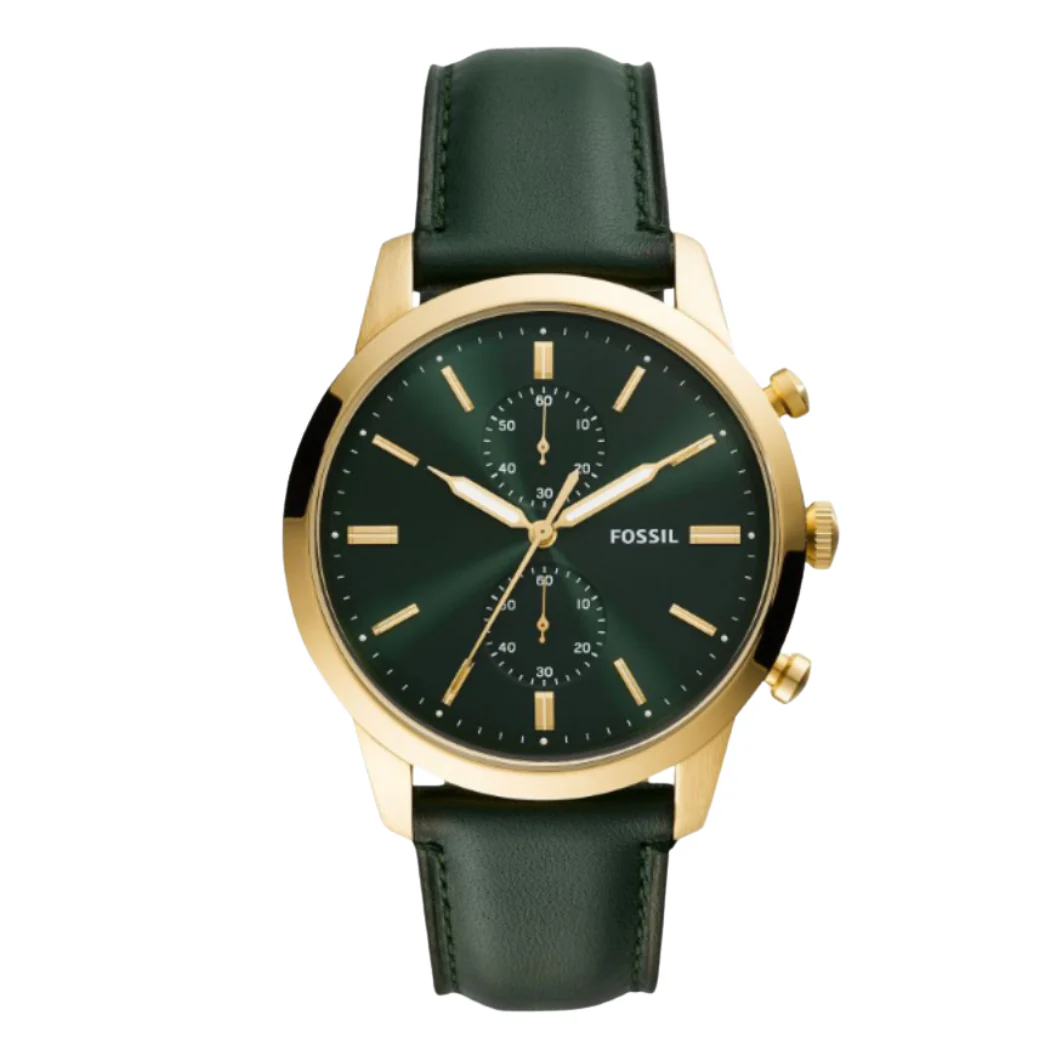 Fossil Townsman Dark Green Leather Strap Dark Green Dial Chronograph Quartz Watch for Gents - FS5599