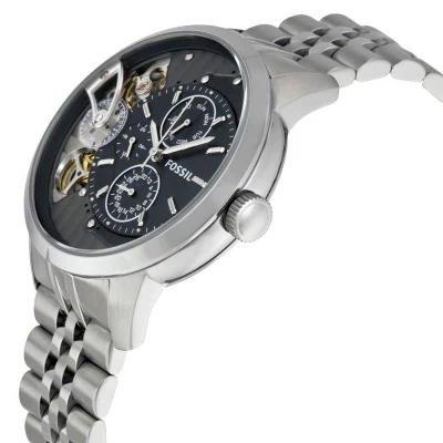 Fossil Townsman Silver Stainless Steel Black Dial Automatic Watch for Gents - ME1135 - Image 2