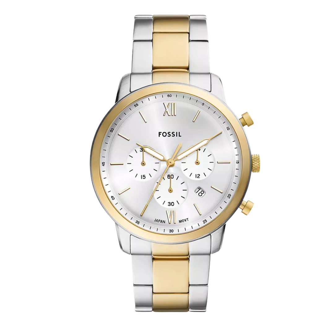 Fossil Two-tone Stainless Steel Silver Dial Chronograph Quartz Watch for Gents - FS-6112
