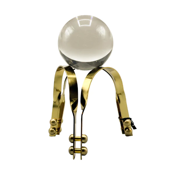 Gold Metal Base Crystal ball 7.8 X 5.6 - Image 2