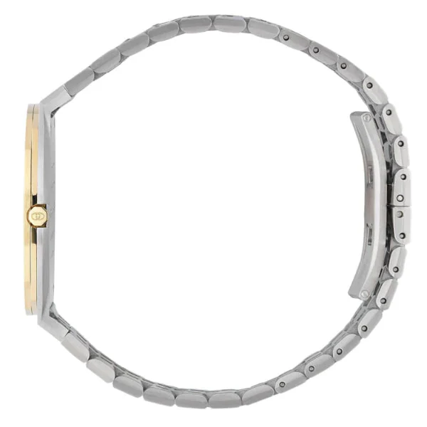 Gucci 25H Silver Stainless Steel Gold Dial Quartz Unisex Watch - YA163405 - Image 2