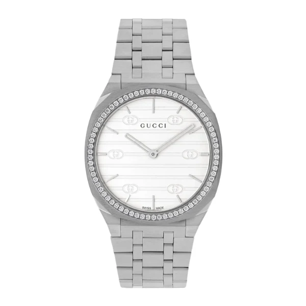 Gucci 25H Silver Stainless Steel Silver Dial Quartz Unisex Watch - YA163401 - Image 3