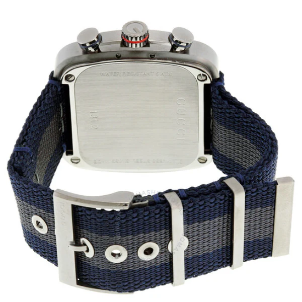 Gucci Coupe Blue-Gray-Blue Web Nylon Nato Blue Guilloche Dial Chronograph Quartz Watch for Gents - YA131203 - Image 2