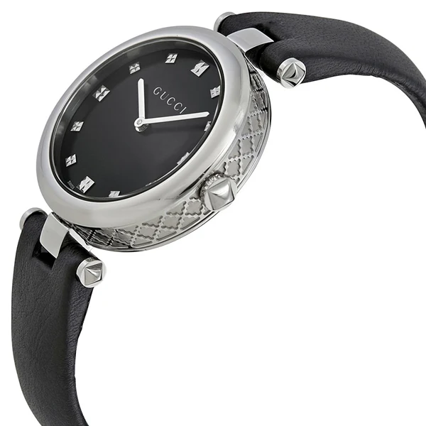 Gucci Diamantissima Black Leather Black Dial Quartz Watch for Ladies - YA141403 - Image 3