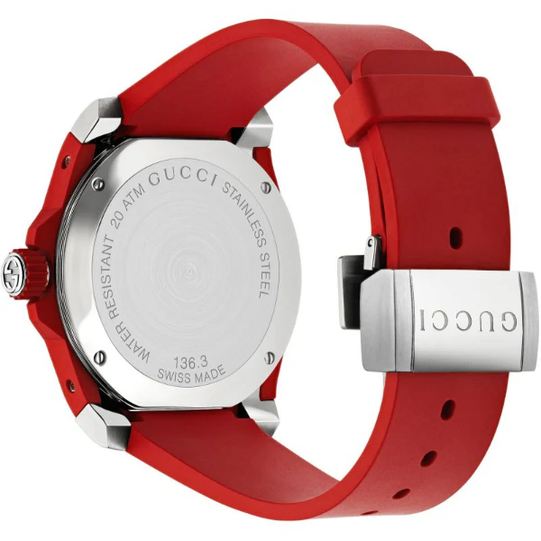 Gucci Dive Red Silicone Strap Black Dial Quartz Watch for Gents - GUCCI YA 136309 - Image 2
