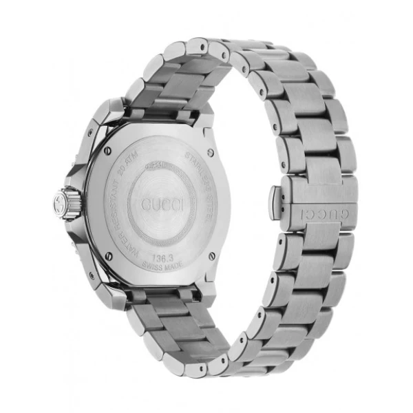 Gucci Dive Silver Stainless Steel Black Dial Quartz Watch for Gents- GUCCI YA136301B - Image 3