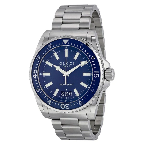 Gucci Dive Silver Stainless Steel Blue Dial Quartz Watch for Gents - GUCCI YA 136203