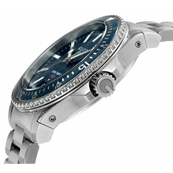 Gucci Dive Silver Stainless Steel Navy Blue Dial Quartz Watch for Gents - GUCCI YA 136311 - Image 2