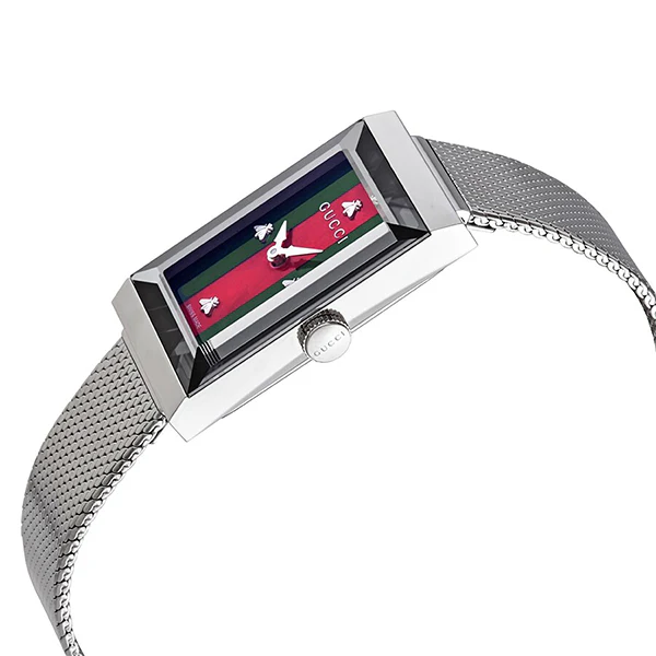 Gucci G-Frame Silver Mesh Bracelet Mother of Pearl Dial Quartz Watch for Ladies- YA147401 - Image 3