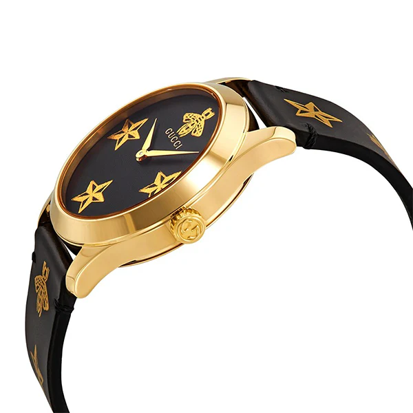 Gucci G-Timeless Black Leather Black Dial Quartz Watch for Unisex- GUCCI YA1264055 - Image 3