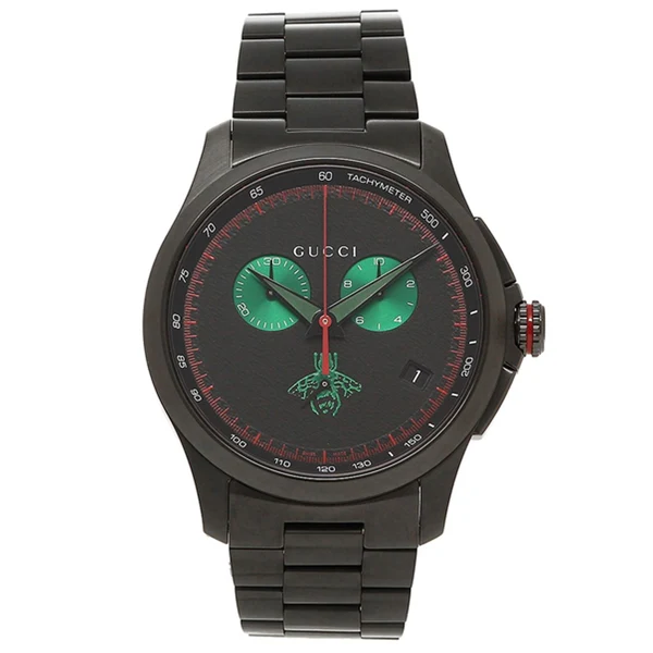 Gucci G Timeless Black Stainless Steel Black Dial Quartz Watch for Gents - YA126270