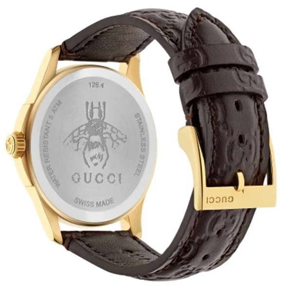 Gucci G Timeless Brown Leather Brown Dial Quartz Watch for Gents - YA1264035 - Image 2