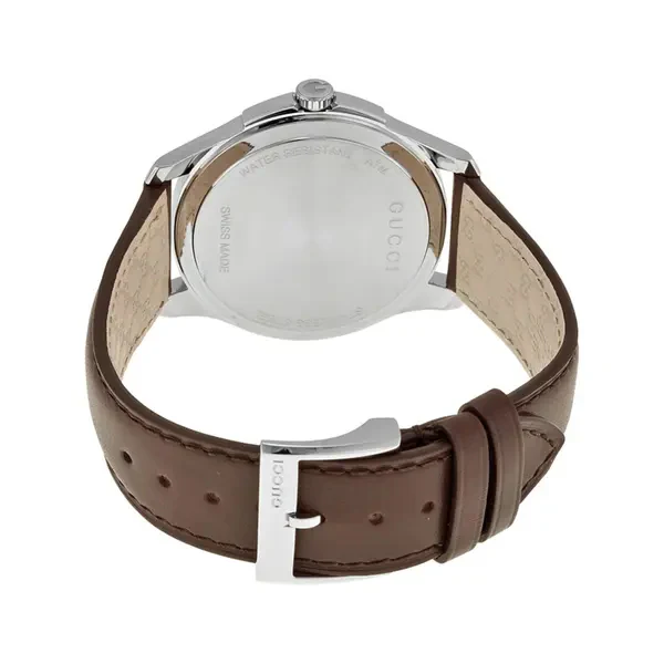 Gucci G-Timeless Brown Leather Grey Dial Quartz Unisex Watch - YA126318 - Image 2
