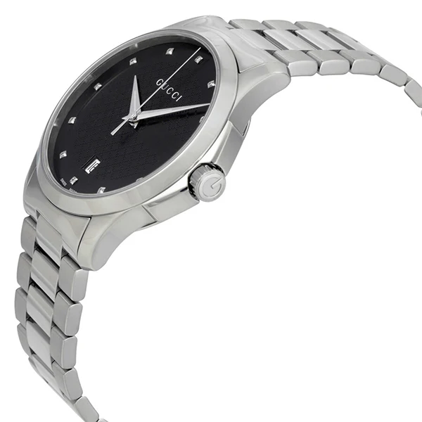 Gucci G-Timeless Silver Stainless Steel Black Dial Quartz Watch for Gents- GUCCI YA126456 - Image 3