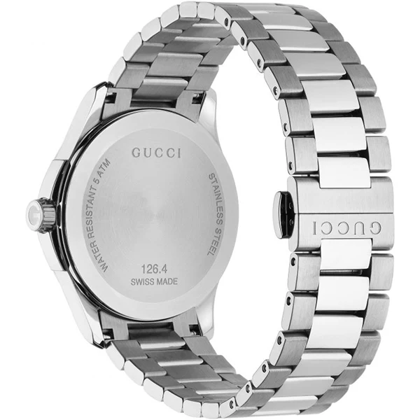 Gucci G-Timeless Silver Stainless Steel Black Dial Quartz Watch for Gents- GUCCI YA126457 - Image 3