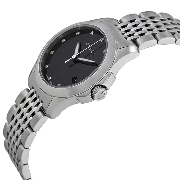 Gucci G-Timeless Silver Stainless Steel Black Mother of Pearl Dial Quartz Watch for Ladies- GUCCI YA126505 - Image 3