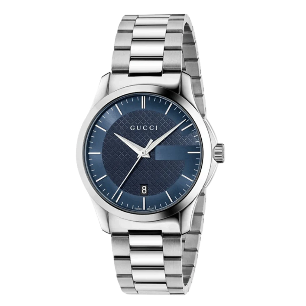 Gucci G-Timeless Silver Stainless Steel Blue Dial Quartz Watch for Gents - YA126440