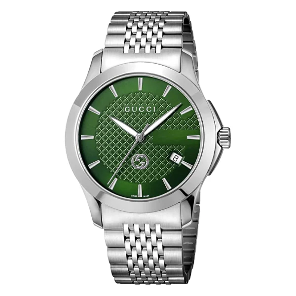 Gucci G-Timeless Silver Stainless Steel Green Dial Quartz Watch for Gents - YA1264108