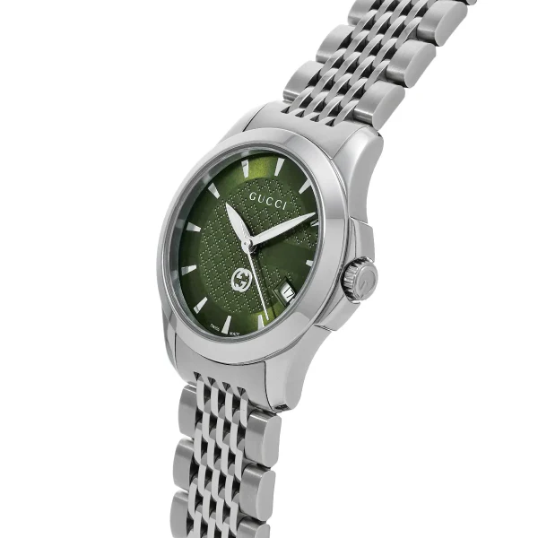 Gucci G-Timeless Silver Stainless Steel Green Dial Quartz Watch for Ladies - YA1265008 - Image 2