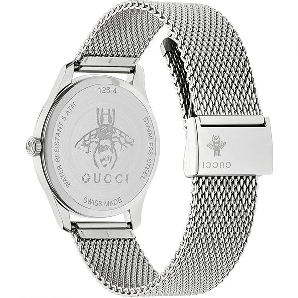 Gucci G-Timeless Silver Stainless Steel Mother of Pearl Dial Quartz Watch for Ladies- GUCCI YA1264040 - Image 3