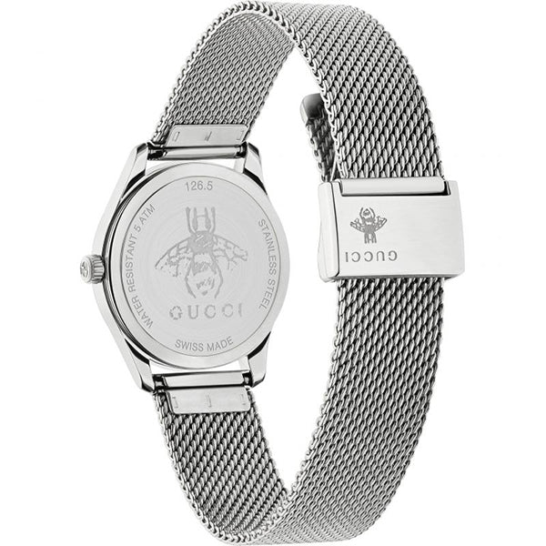 Gucci G-Timeless Silver Stainless Steel Mother of Pearl Dial Quartz Watch for Ladies- GUCCI YA126583 - Image 3