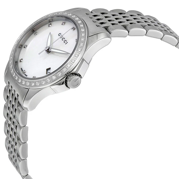 Gucci G-Timeless Silver Stainless Steel Mother of Pearl Dial Quartz Watch for Ladies - YA 126508 - Image 2