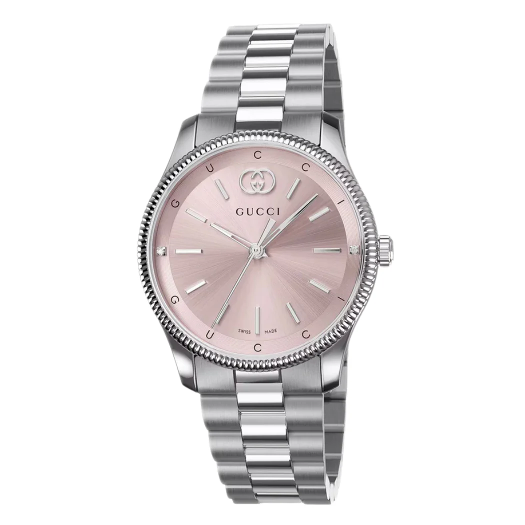 Gucci G-Timeless Silver Stainless Steel Pink Dial Quartz Watch for Ladies - YA1265061