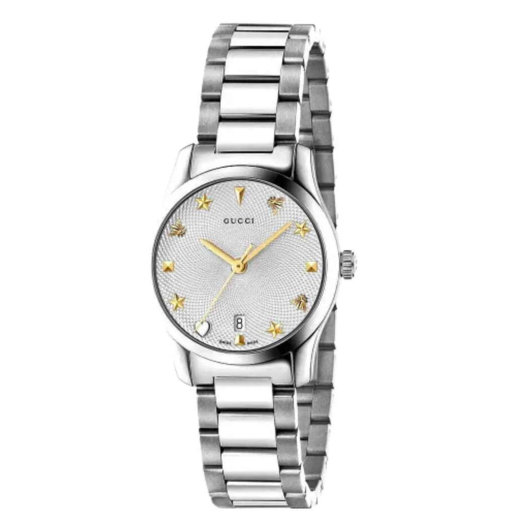 Gucci G-Timeless Silver Stainless Steel Silver Dial Quartz Watch for Ladies - GUCCI YA 126572A