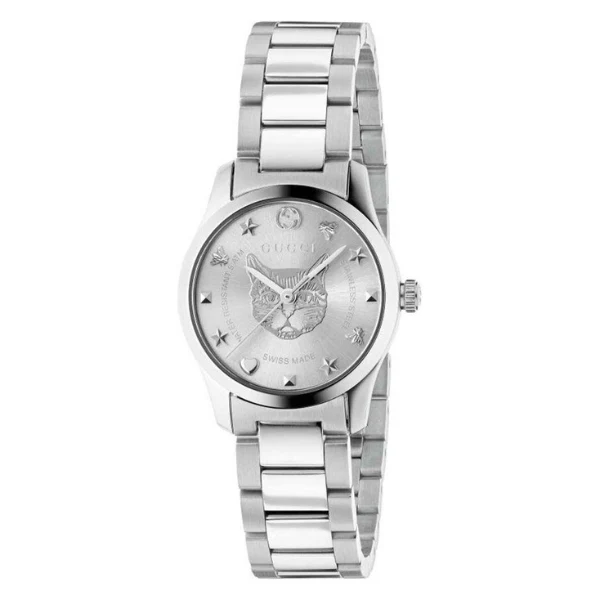 Gucci G-Timeless Silver Stainless Steel Silver Dial Quartz Watch for Ladies - GUCCI YA 126595 - Image 3