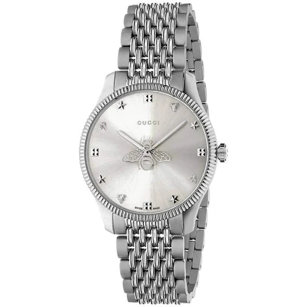 Gucci G-Timeless Silver Stainless Steel Silver Dial Quartz Watch for Ladies - YA1264153