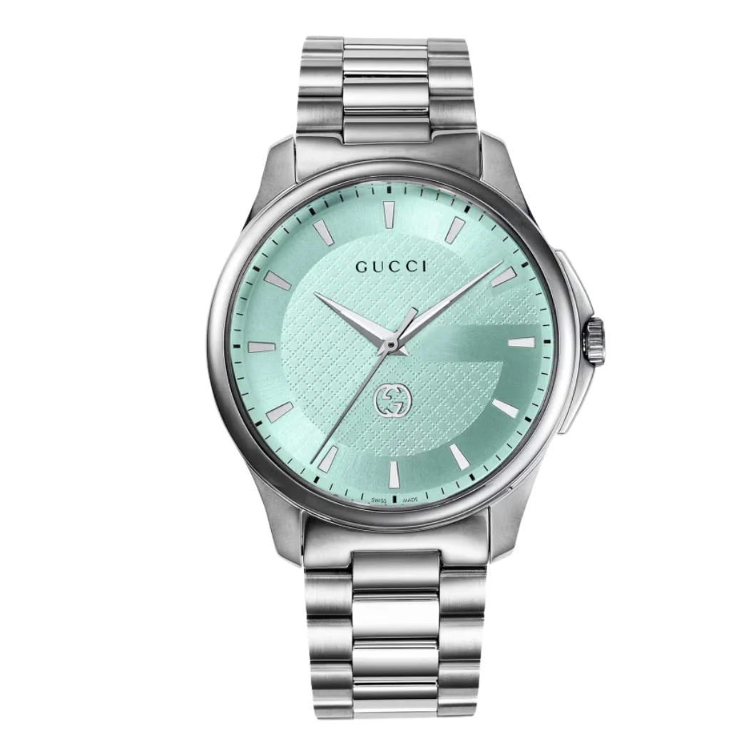 Gucci G-Timeless Silver Stainless Steel Tiffany Blue Dial Quartz Watch for Gents - YA126372
