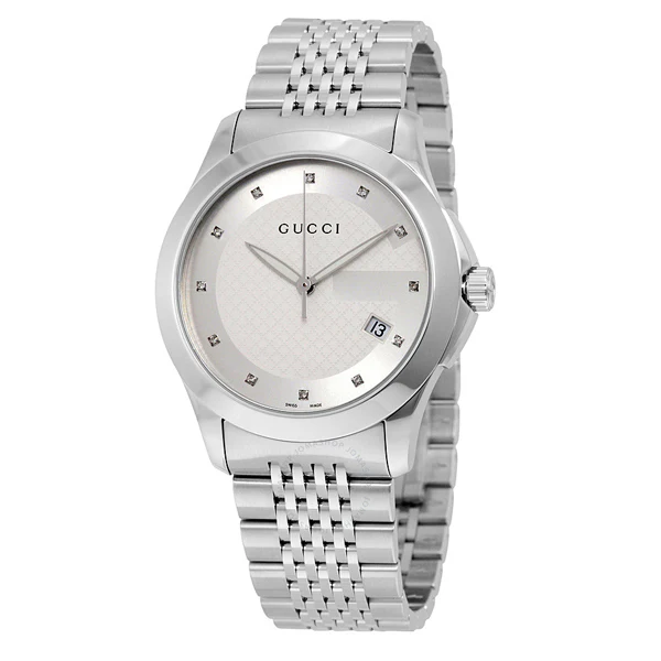 Gucci G Timeless Silver Stainless Steel White Dial Quartz Watch for Gents - YA126404 - Image 3