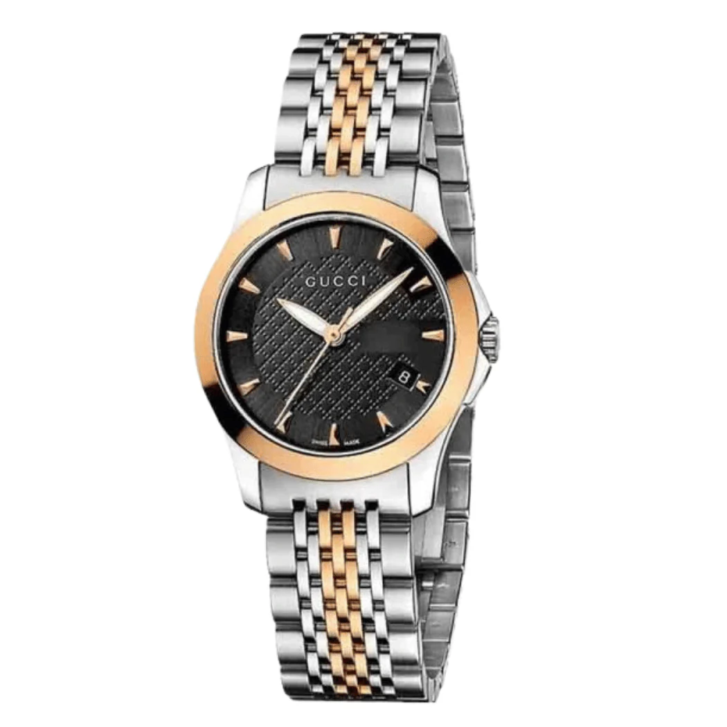 Gucci G-Timeless Two-tone Stainless Steel Black Dial Quartz Watch for Ladies - YA126512