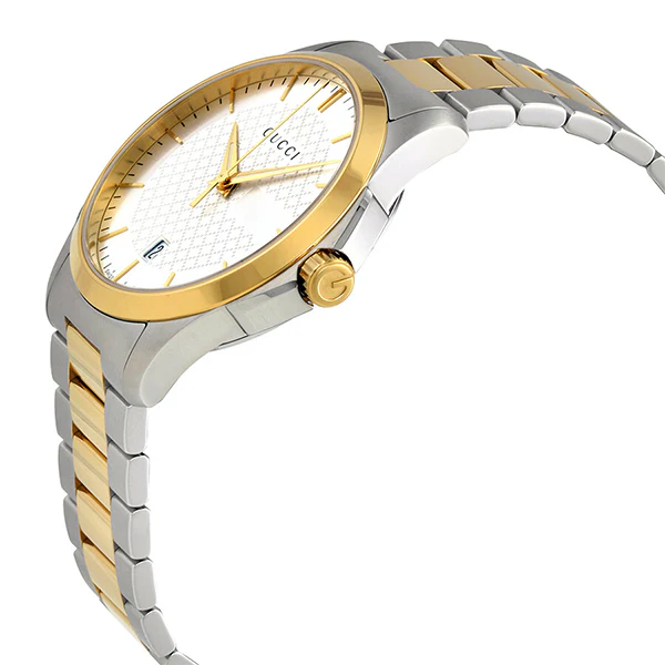 Gucci G-Timeless Two-tone Stainless Steel Silver Dial Quartz Watch for Gents- GUCCI YA126474 - Image 3