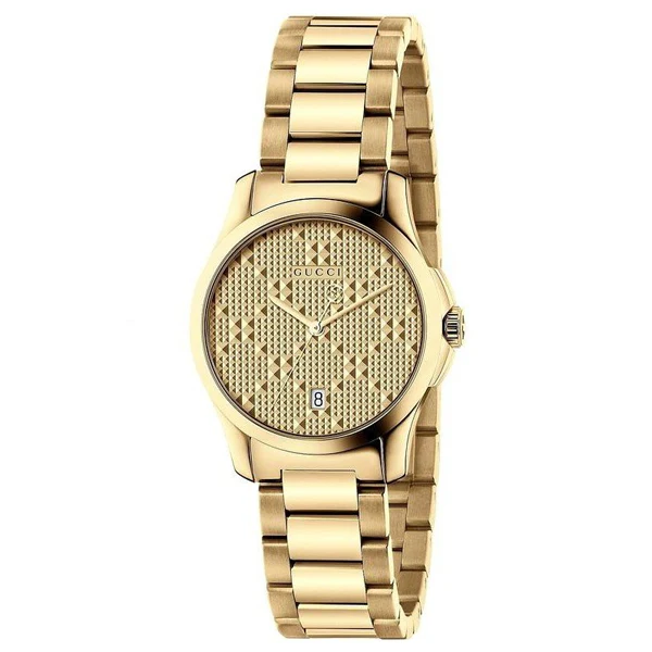 Gucci G-Timeless Yellow Gold Stainless Steel Yellow Gold Dial Quartz Watch for Ladies - YA126553 - Image 3