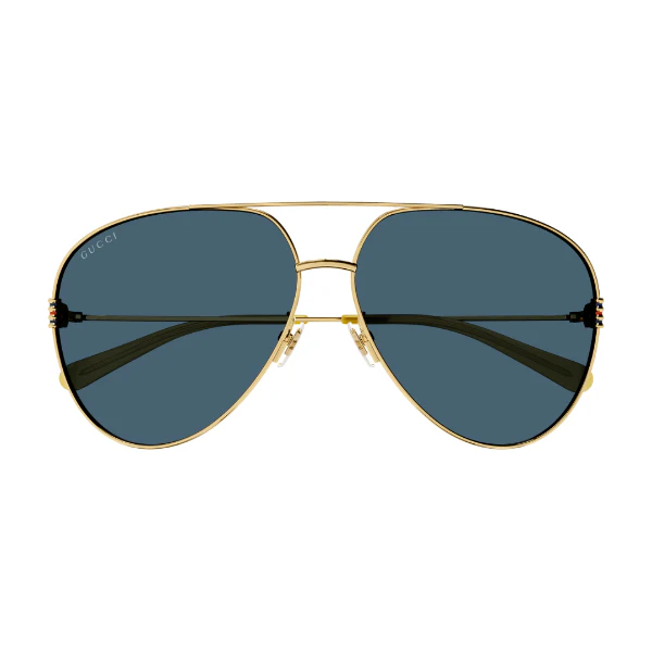 Gucci GG1280S 003 Pilot Sunglasses – Gold Metal Frame / Blue Nylon Lens – 62 mm
