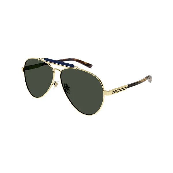 Gucci GG1287S 003 Pilot Aviator Sunglasses – Gold/Havana Metal Frame / Green Nylon Lens – 61 mm - Image 2