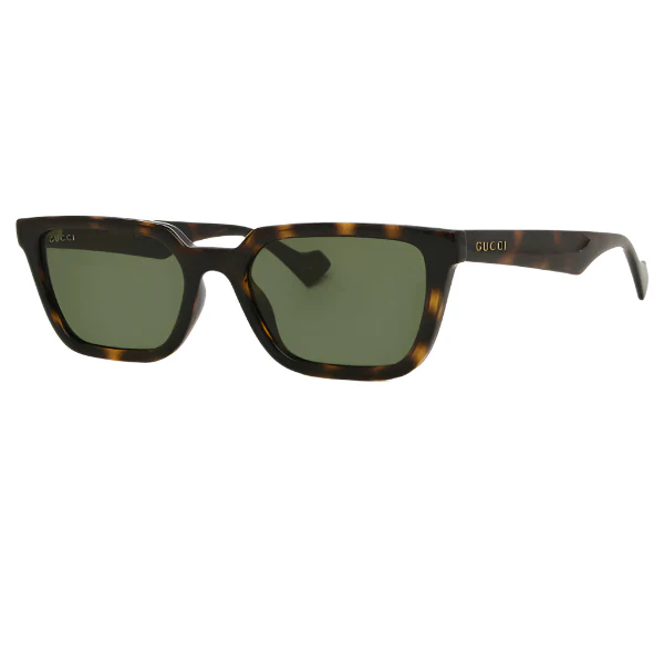 Gucci GG1539S 002 Rectangular Sunglasses – Shiny Dark Havana Frame / Green Lens – 55 mm - Image 2