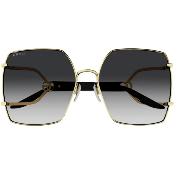 Gucci GG1564SA Square-Oversized Sunglasses – Gold/Black Frame • Grey Gradient – 61‑17‑145