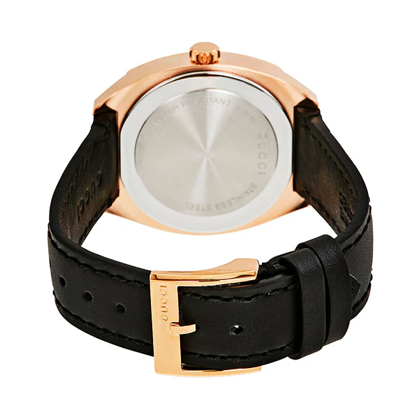 Gucci GG2570 Black Leather Black Dial Quartz Watch for Ladies- GUCCI YA142407 - Image 2