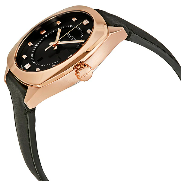 Gucci GG2570 Black Leather Black Dial Quartz Watch for Ladies- GUCCI YA142407 - Image 3