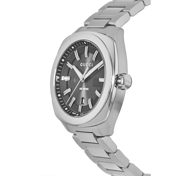 Gucci GG2570 Silver Stainless Steel Black Dial Quartz Watch for Gents- GUCCI YA142301 - Image 3