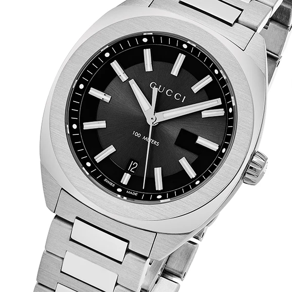 Gucci GG2570 Silver Stainless Steel Black Dial Quartz Watch for Gents- GUCCI YA142401 - Image 3